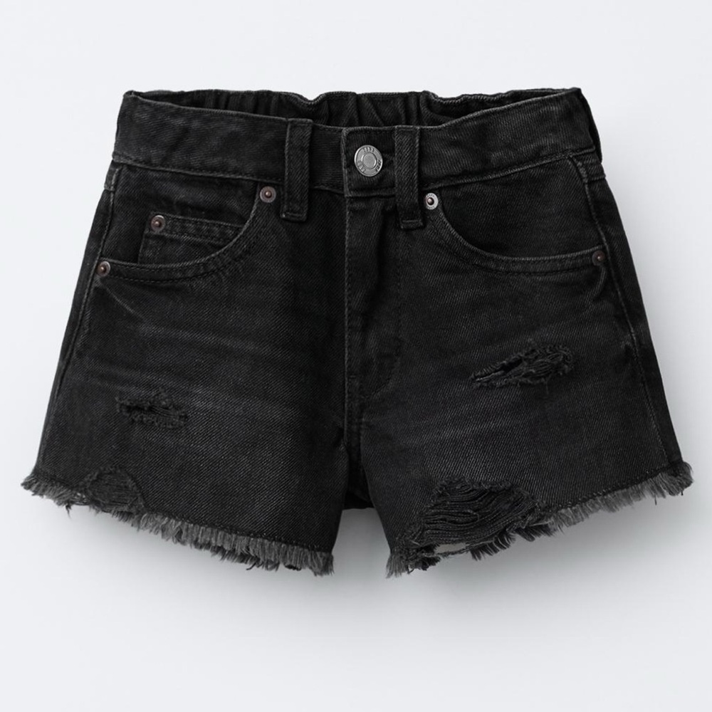 Zara kids black denim cutoff shorts. Size 7